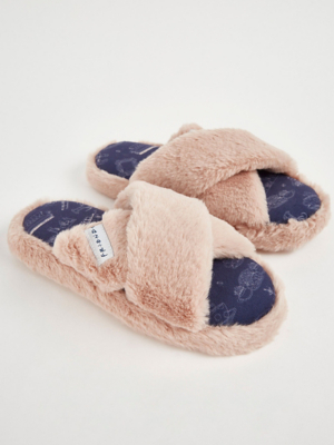 Friends Pink Faux Fur Slider Slippers Women at ASDA