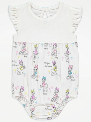 Disney Daisy Duck White Frill Romper Baby at ASDA