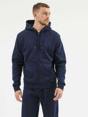 Navy Zip Up Hoodie Men at ASDA