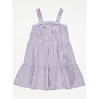 Lilac Gingham Daisy Tiered Dress | Kids | George at ASDA