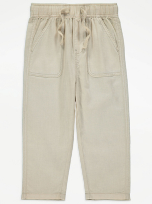 Cream Linen Trousers Kids at ASDA