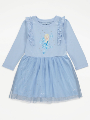 Disney Frozen Elsa Print Long Sleeve Tutu Dress Kids at ASDA