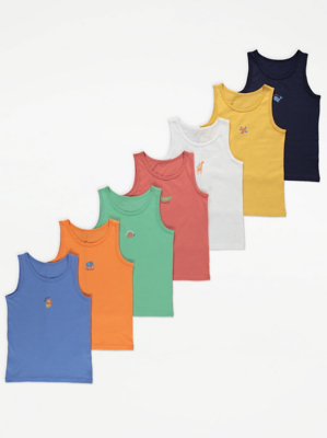 Animal Print Days of The Week Vests 7 Pack Kids at ASDA
