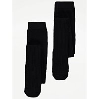 Black Cable Knitted Tights 2 Pack | Kids | George at ASDA