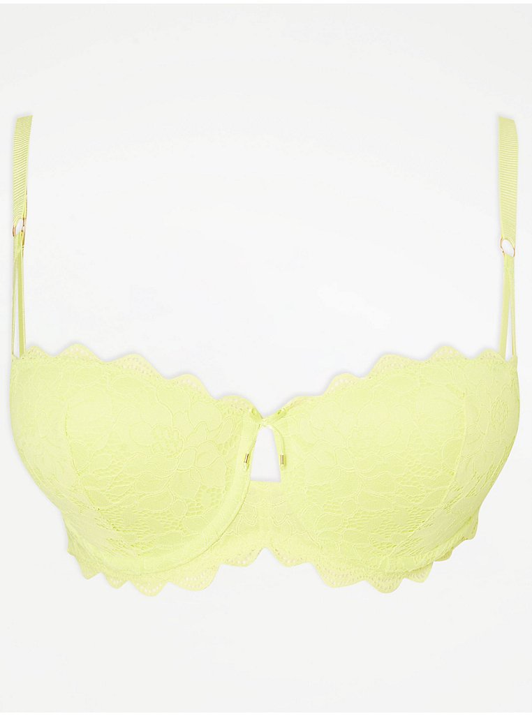 Entice Yellow Floral Lace Balcony Bra