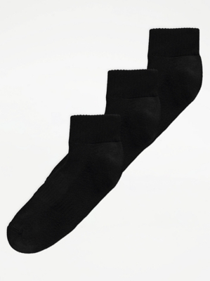 Black Active Cushion Sole Socks 3 Pack Lingerie at ASDA