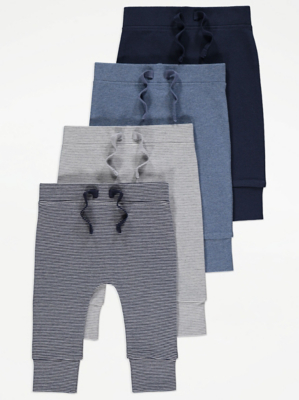 Blue Assorted Joggers 4 Pack Baby at ASDA