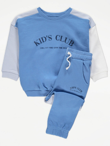 Blue Colour Block Kid’s Club Sweatshirt and Joggers Outfit