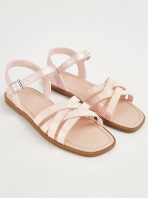 Pink Glitter Multi Strap Sandals Kids at ASDA