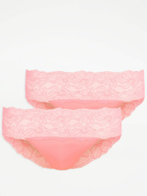 Coral Lace Trim Bandeau Briefs 2 Pack | Lingerie | George at ASDA
