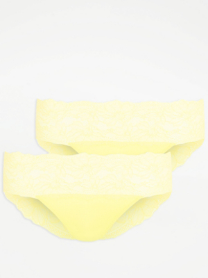 Yellow Lace Trim Bandeau Briefs 2 Pack