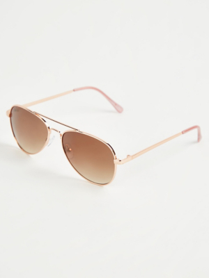 Rose Gold Aviator Sunglasses Kids at ASDA