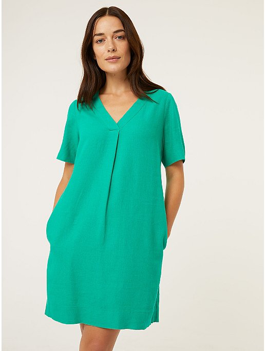 Green Linen Blend Shift Dress | Women | George at ASDA