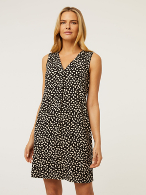 Black Patterned Sleeveless Shift Dress Women at ASDA