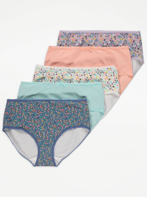 Floral Midi Knickers 5 Pack Women at ASDA