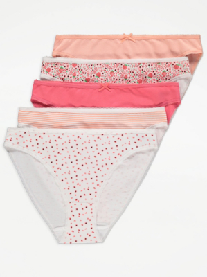 Pink High Leg Knickers 5 Pack Women at ASDA