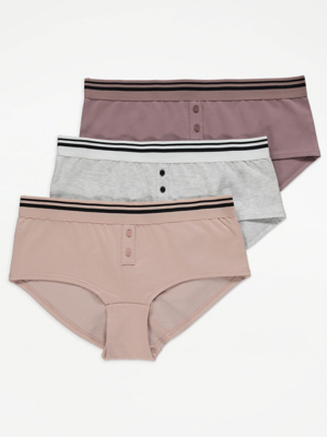 Pink Striped Sport Shorts 3 Pack | Lingerie | George at ASDA