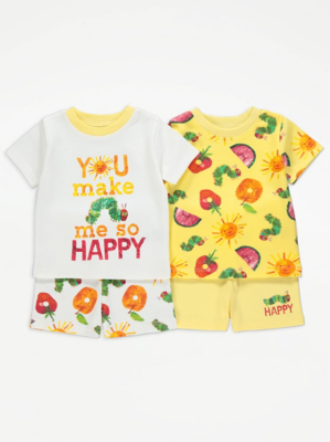 The Hungry Caterpillar Yellow Short Sleeve Pyjamas 2 Pack Baby