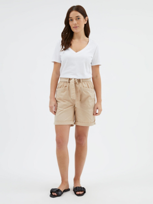 Neutral Poplin Knee Length Shorts Women at ASDA