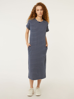 Navy Striped TShirt Dress Women at ASDA