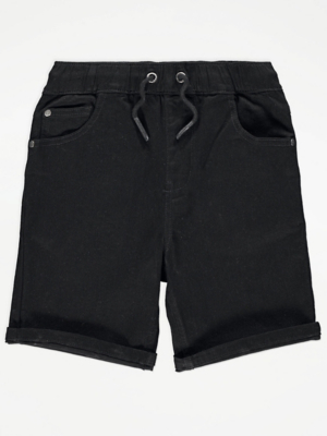 Black Stretch Denim Shorts Kids at ASDA