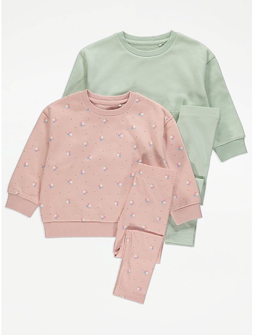 Pink Ditsy Floral Sweatshirt and Leggings 2 Pack | Kids | George at ASDA