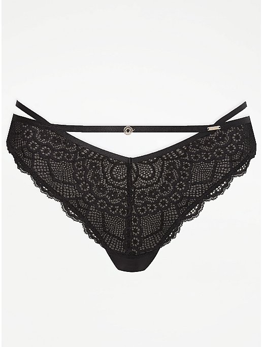 Entice Black Lace Thong | Sale & Offers | George at ASDA