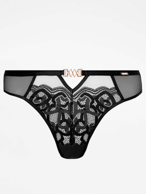 Entice Black Sheer Lace Super High Leg Knickers Women at ASDA