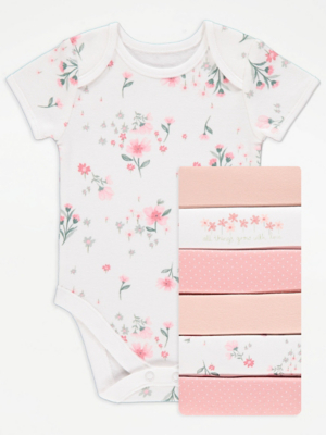 Assorted Ditsy Floral Bodysuits 7 Pack Baby at ASDA