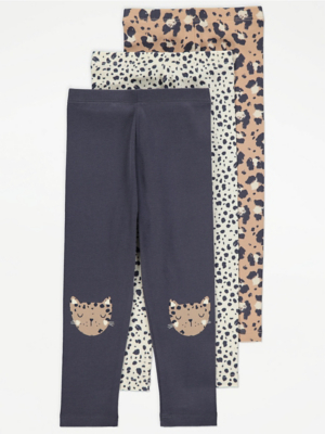 Animal Print Leggings 3 Pack Kids at ASDA