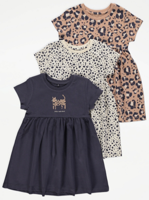 Animal Print Dresses 3 Pack Kids at ASDA