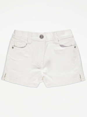 White Stretch Denim Shorts Kids at ASDA