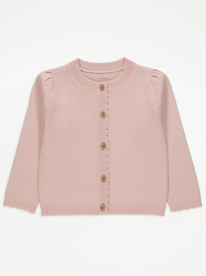 Light Pink Plain Knitted Cardigan Kids at ASDA
