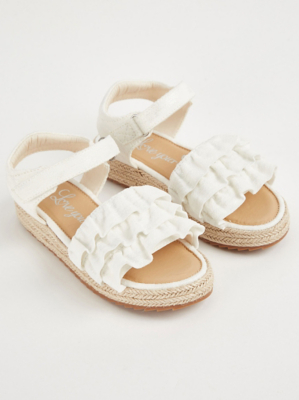 White Frill Espadrille Sandals Kids at ASDA