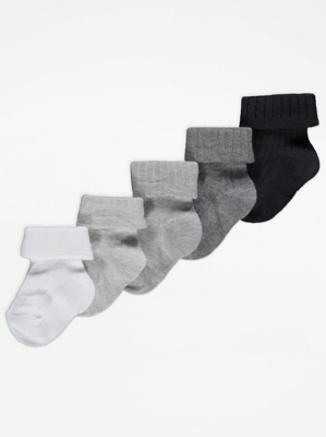Unisex Ribbed Socks 5 Pack Baby at ASDA