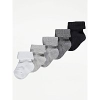 Unisex Grey Ribbed Socks 5 Pack | Baby | George at ASDA