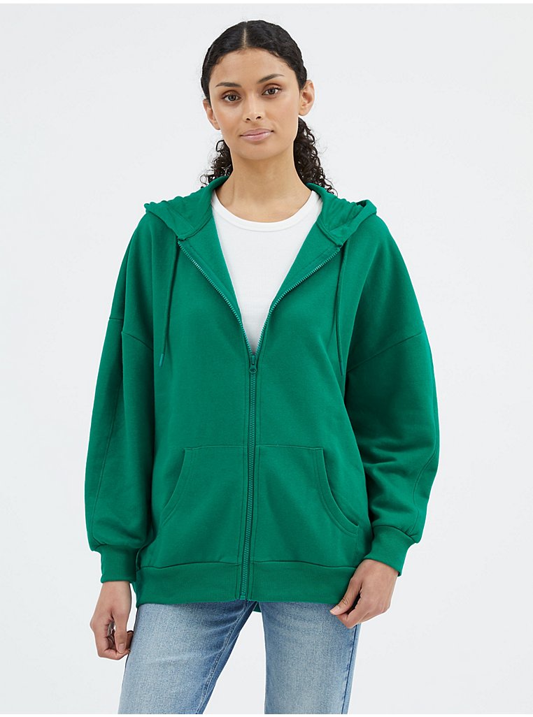 Green Oversized Longline Zip Through Hoodie | Women | George at ASDA