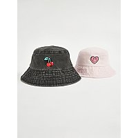 Black Denim Cherry Bucket Hats 2 Pack | Kids | George at ASDA