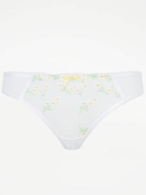 Entice White Daisy T-Shirt Bra And Thong Set | George At ASDA