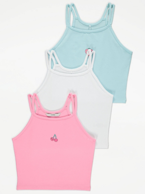 Fruit Print Vest Tops 3 Pack Kids at ASDA