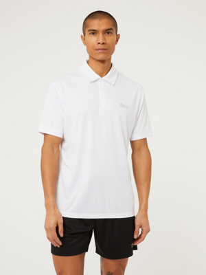 White Active Division Slogan Polo Top Men at ASDA