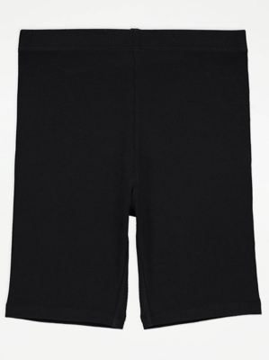 Black Ribbed Cycling Shorts Kids at ASDA