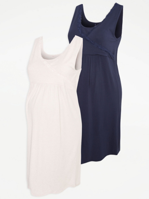 Maternity Chemise Nightdresses 2 Pack Lingerie at ASDA