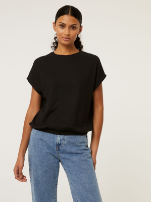 Black Crepe Bubble Hem Top Women at ASDA