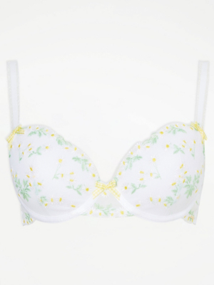 Entice White Daisy Embroidered TShirt Bra Women at ASDA
