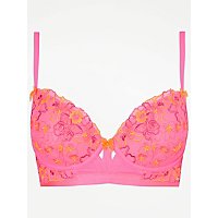 Entice Bright Pink Floral Embroidered T-Shirt Bra | Women | George at ASDA