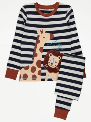Navy Striped Giraffe Pyjamas | Kids | George at ASDA