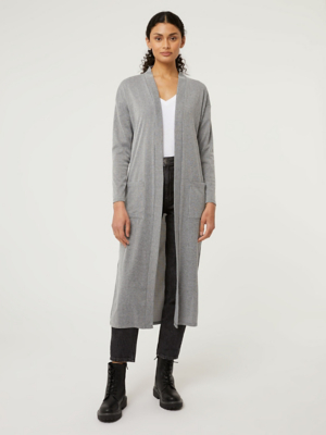 Grey Ribbed Longline Cardigan Women at ASDA