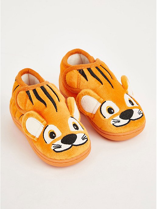 Orange Tiger Fullback Slippers | Kids | George at ASDA