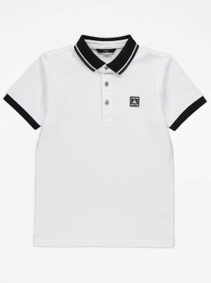 White Limited Edition Contrast Trim Polo Shirt Kids at ASDA
